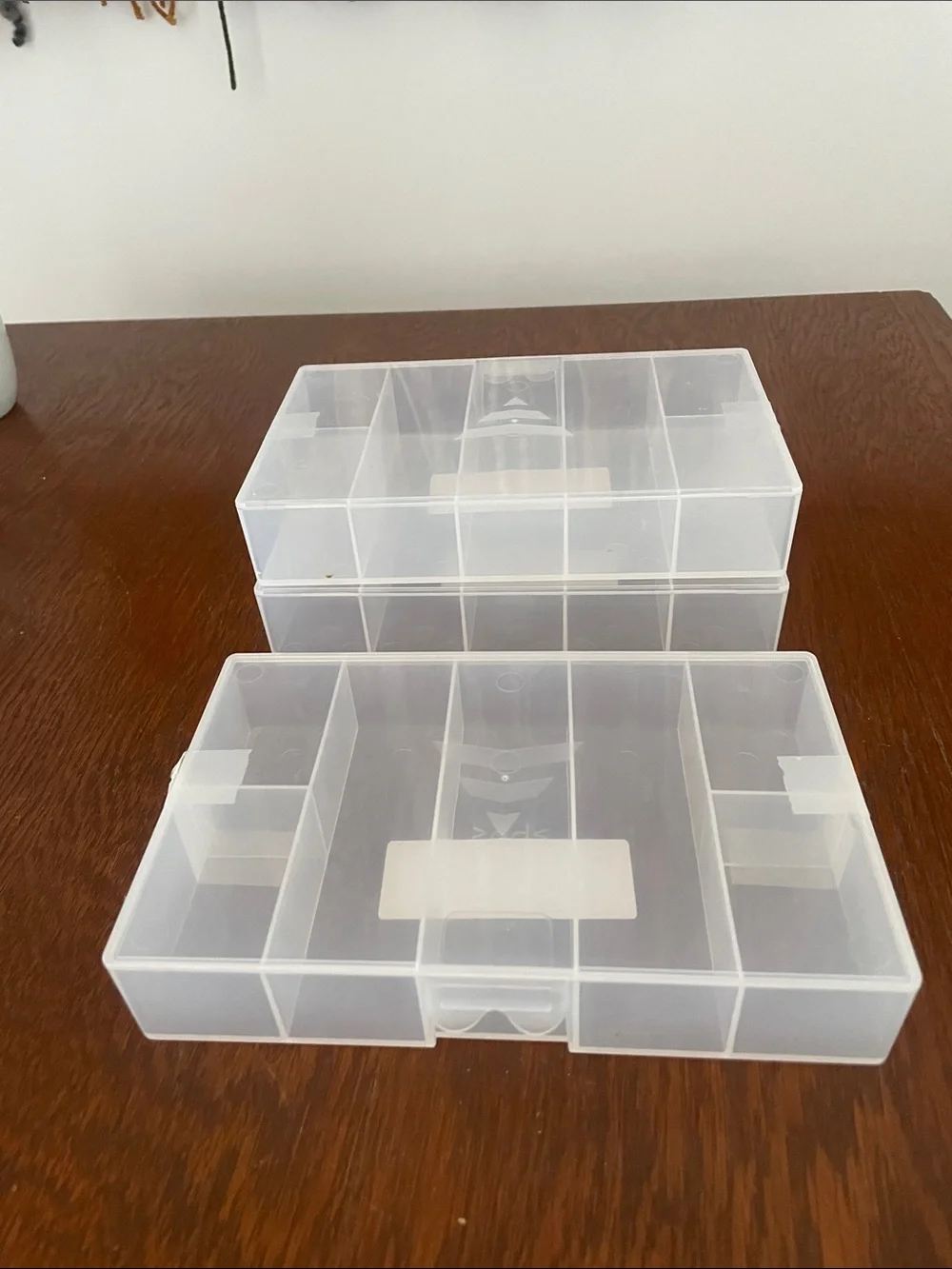 Clear Plastic Compartment Organizer Box - Multi-Section Storage set of 3 new